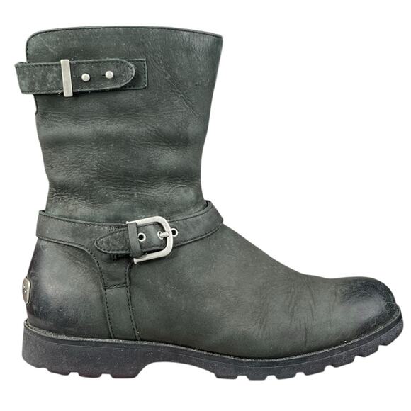 UGG Women’s Grandle Green Leather Shearling Lined Winter Boot Size US 8 - Picture 1 of 11